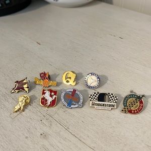 Lot ‘80’s & ‘90’s car pins Goodyear racing Mack truck demon Mobil Mercedes more